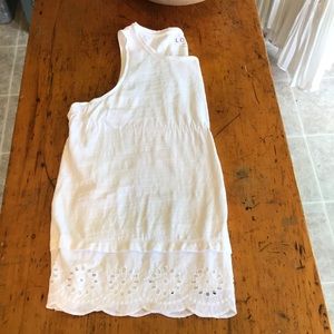 Loft white cotton and lace layered tank top